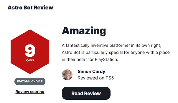 《宇宙機器人》媒體評分解禁:IGN9分 各媒體均分90+ 《宇宙機器人》媒體評分解禁:IGN9分 各媒體均分90+