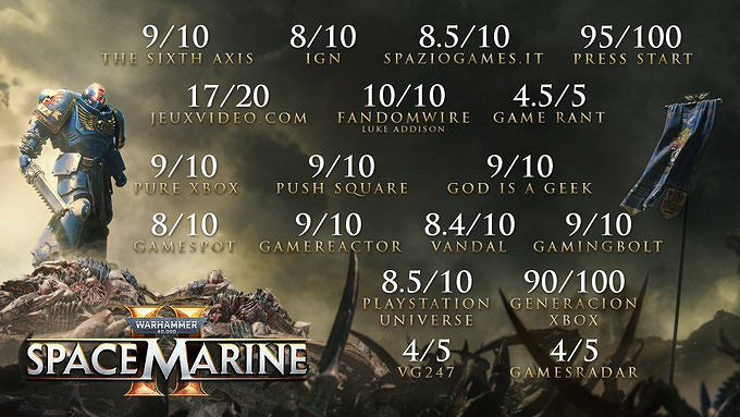 《戰鎚40K:星際戰士2》媒體讚譽圖公布:滿屏高分! 《戰鎚40K:星際戰士2》媒體讚譽圖公布:滿屏高分!
