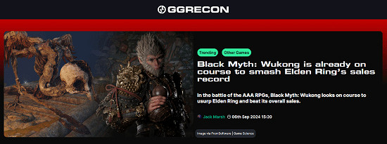 《黑神話》銷量驚人 外媒預感將超越《艾爾登法環》 《黑神話》銷量驚人 外媒預感將超越《艾爾登法環》