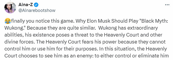 馬斯克化身《黑神話》天命人稱讚:印象深刻的3A遊戲! 馬斯克化身《黑神話》天命人稱讚:印象深刻的3A遊戲!