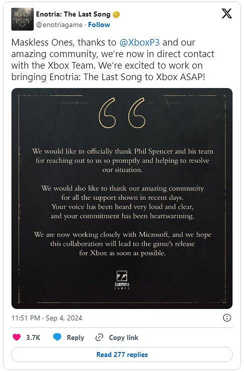 《艾諾提亞：失落之歌》開發商暗示Xbox版遊戲有戲了
