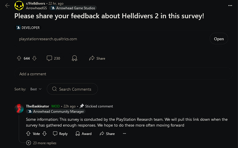 索尼怕向《絕地戰兵2》也慘遭下架 向玩家發調查問卷!