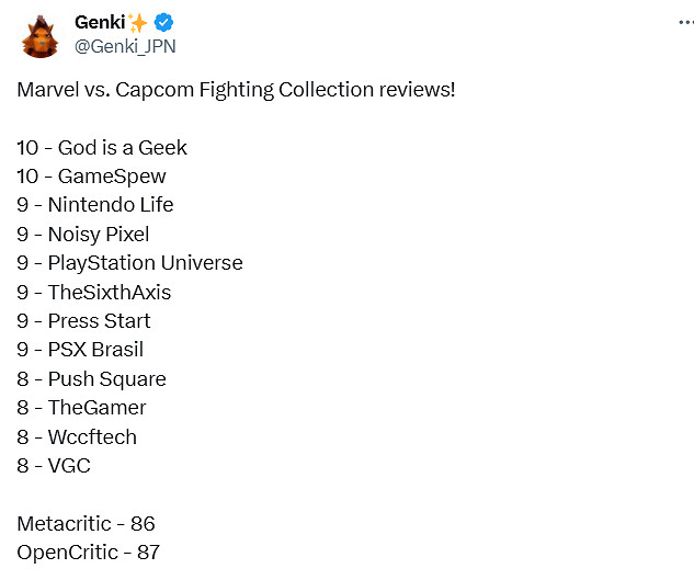 《漫威 vs. 卡普空格鬥合集:經典街機》媒體評分匯總 《漫威 vs. 卡普空格鬥合集:經典街機》媒體評分匯總