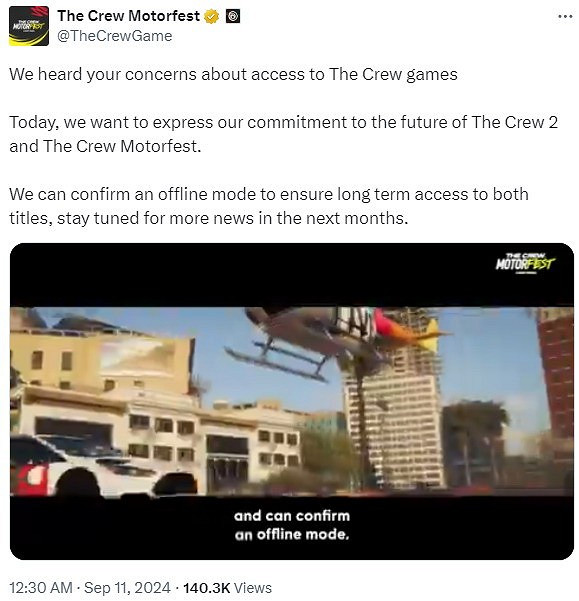 《飆酷車神》系列關閉伺服器 育碧將添加官方離線模式 《飆酷車神》系列關閉伺服器 育碧將添加官方離線模式