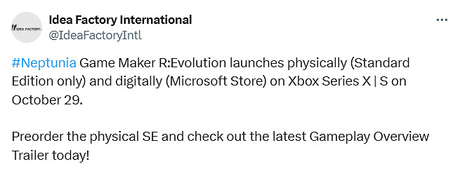 地雷社《海王星遊戲製作者R:進化》10月登陸Xbox! 地雷社《海王星遊戲製作者R:進化》10月登陸Xbox!