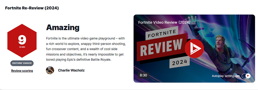 《堡壘之夜》IGN重評 9分:電子遊戲的終極遊樂場! 《堡壘之夜》IGN重評 9分:電子遊戲的終極遊樂場!