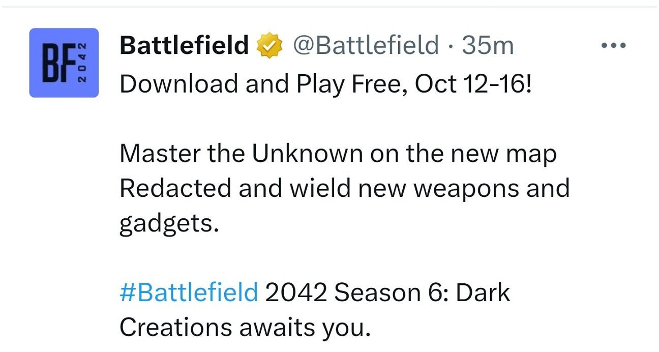 《戰地風雲2042》免費體驗什麽時候開始？免費體驗開始時間介紹