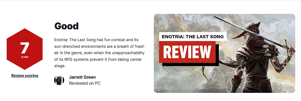 《艾諾提亞:失落之歌》IGN 7分：在魂遊上做出了創新!