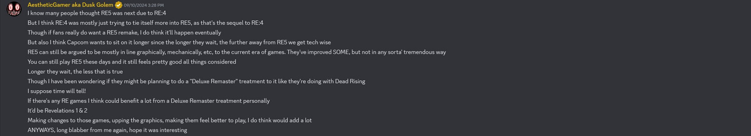 舅舅表示：卡普空想用更先進的技術重製《惡靈古堡5》