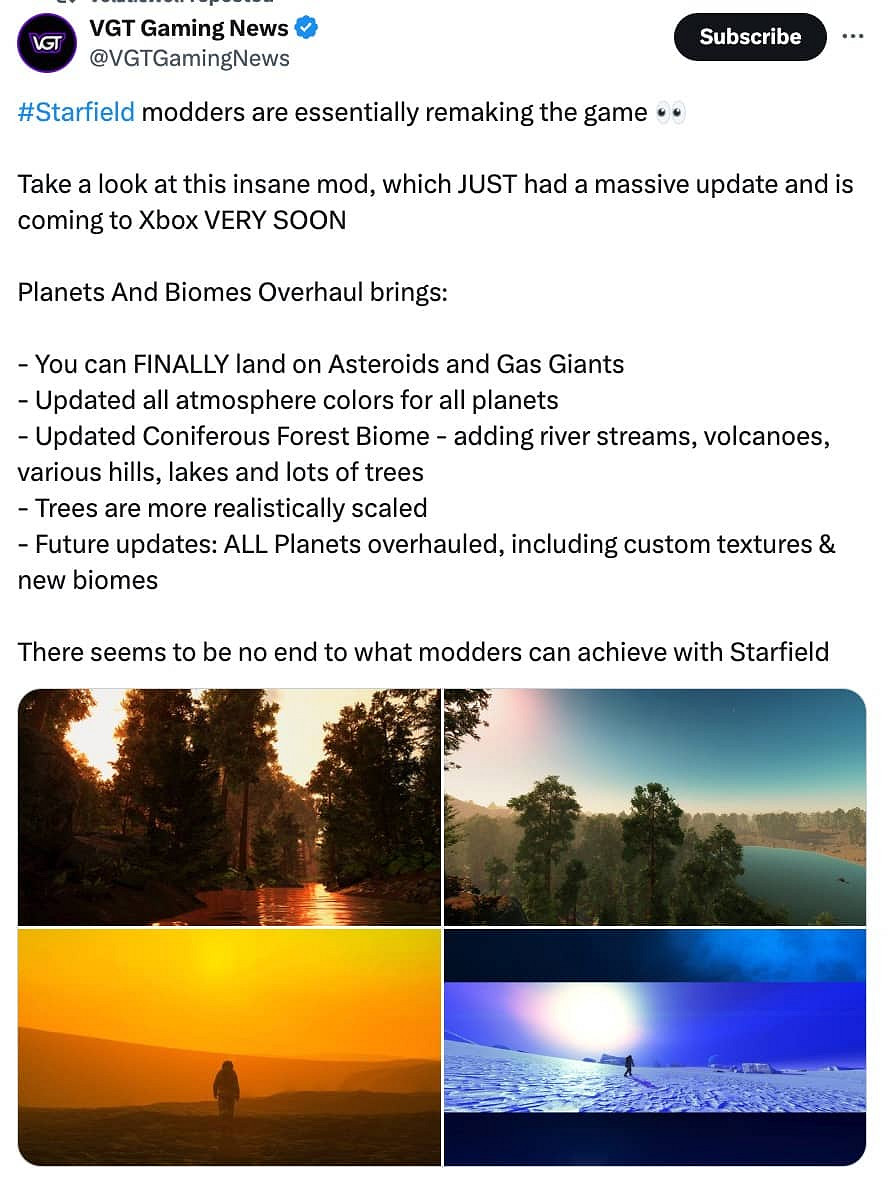 大佬出手《星空》新mod改變遊戲內環境 “吊打”官方