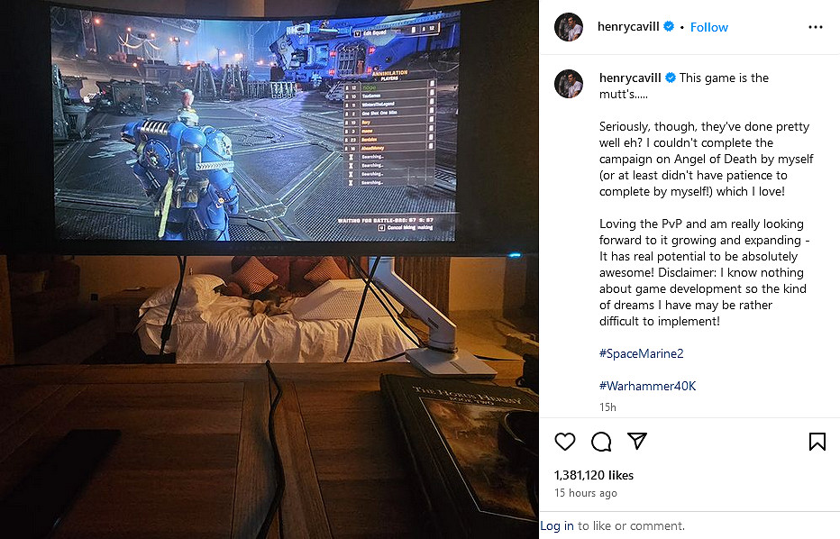 “超人”亨利·卡維爾沉迷於《戰鎚40K：星際戰士2》