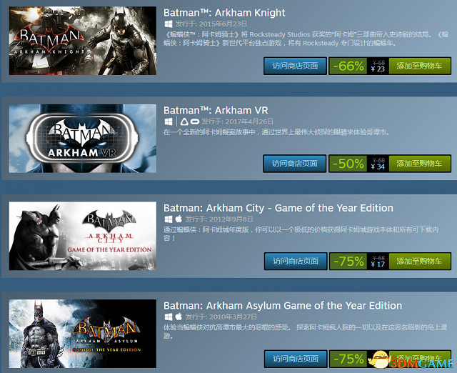 僅售約新台幣74元 《蝙蝠俠：阿卡漢起源》Steam 2折優惠