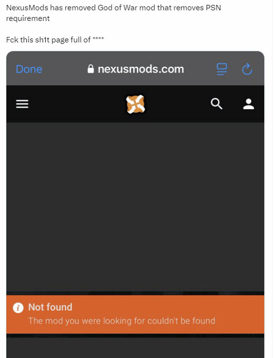 《戰神5》Mod解綁PSN帳號功能遭下架，網友們很失望