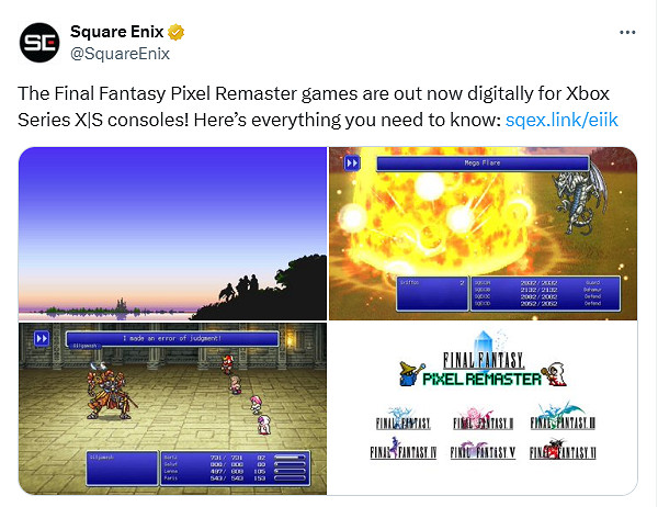 《最終幻想：像素重製版》登陸Xbox平台！包含6款作品