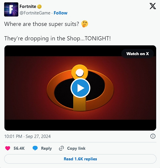 《超人總動員》成功抵達《堡壘之夜》!新皮膚上線! 《超人總動員》成功抵達《堡壘之夜》!新皮膚上線!