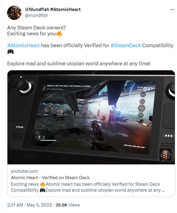 《原子之心》現已通過Steam Deck驗證 《原子之心》現已通過Steam Deck驗證