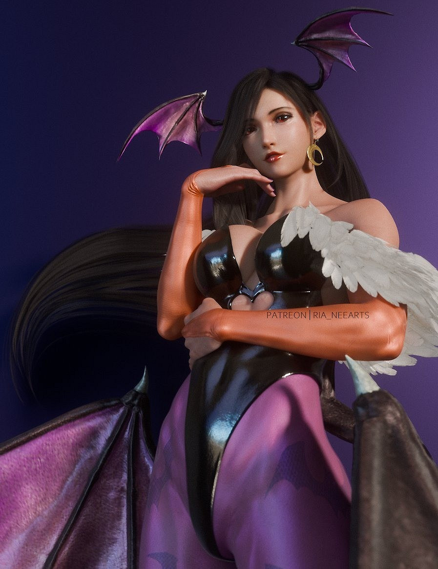 《最終幻想7》蒂法新3D美圖 獨特的惡魔風格邪魅氣質