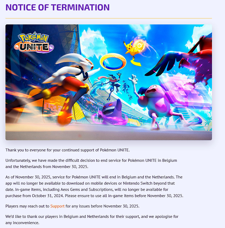 《寶可夢大集結》將於2025年11月在比利時和荷蘭停服 《寶可夢大集結》將於2025年11月在比利時和荷蘭停服