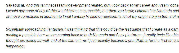 《最終幻想》之父回顧生涯 感慨與任天堂之間的關係