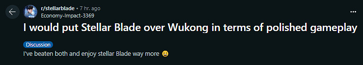 國外網友對比《劍星》和《黑神話》：前者戰鬥更出色