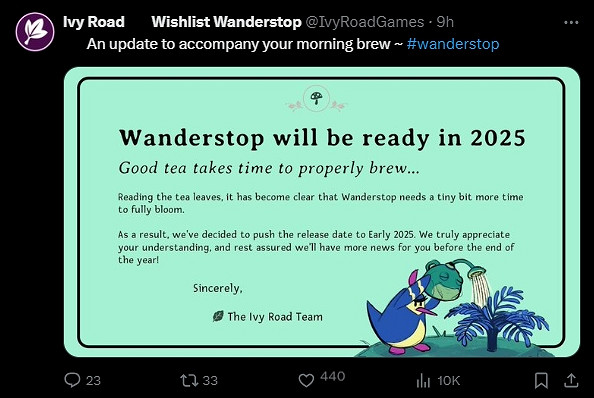 模擬經營遊戲《漫遊驛站》宣布跳票！推遲至2025年初