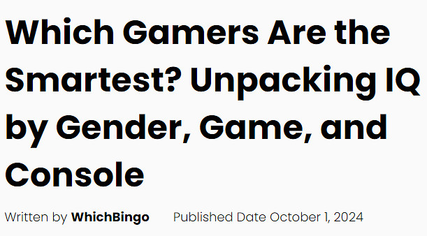 英媒發布遊戲玩家IQ排行《黑神話》第二 榜首竟是他