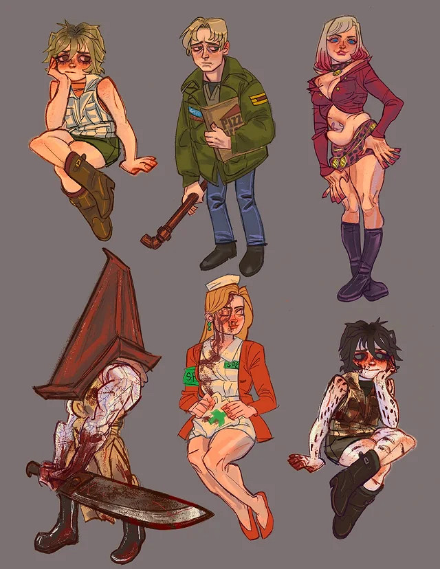 國外博主製作《沉默之丘2》卡通插圖：風格獨特詭異！