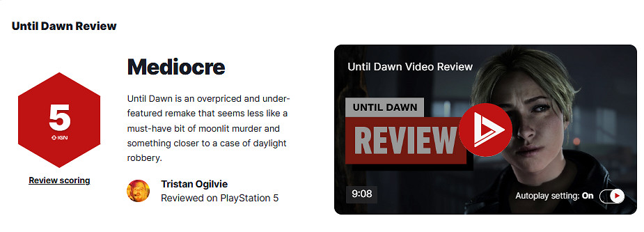 《直到黎明RE》IGN 5分:太貴了 像光天化日的搶劫! 《直到黎明RE》IGN 5分:太貴了 像光天化日的搶劫!