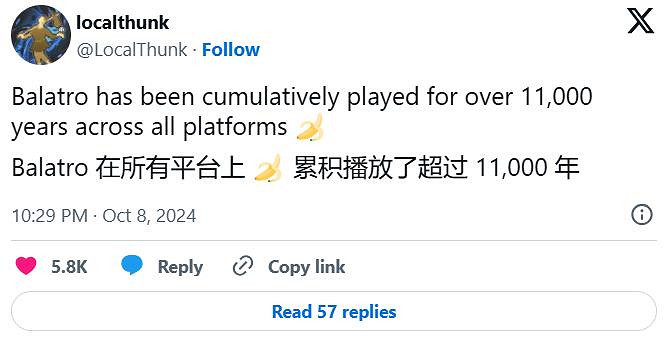 《小醜牌》開發者:遊戲在所有平台累計播放超1.1萬年 《小醜牌》開發者:遊戲在所有平台累計播放超1.1萬年