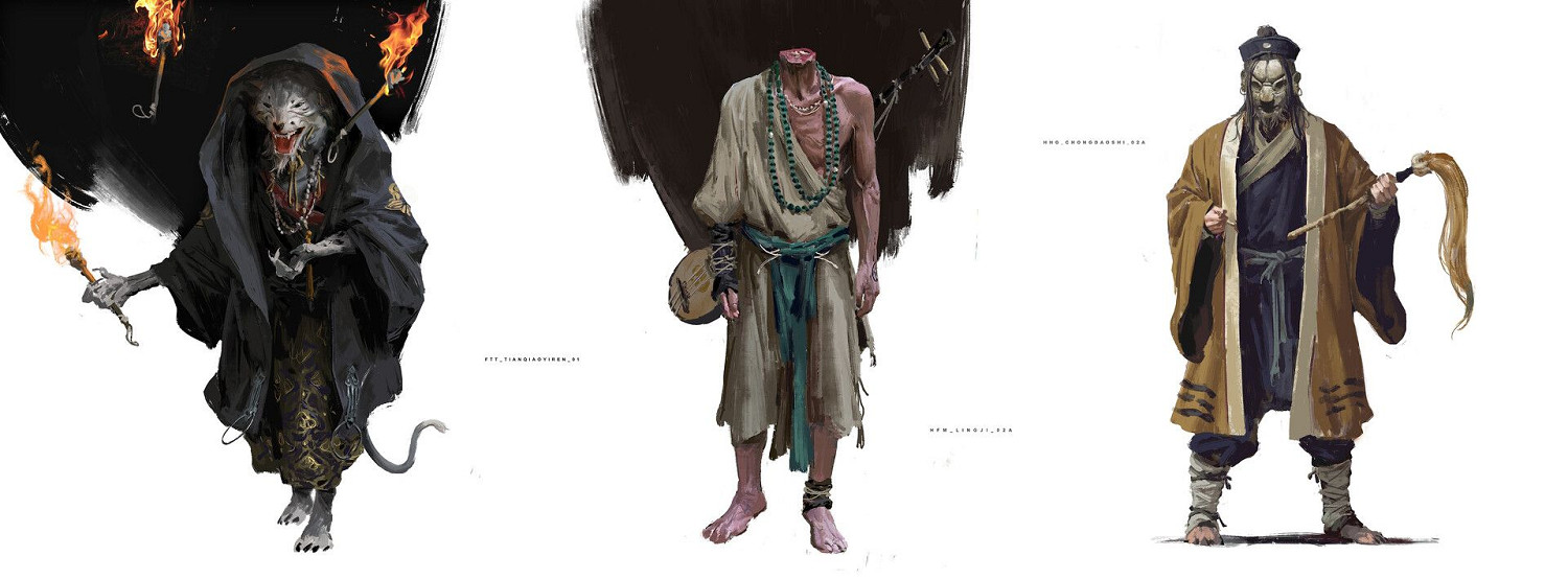 《黑神話》曝海量全新角色設定圖 四大天王、怪物等