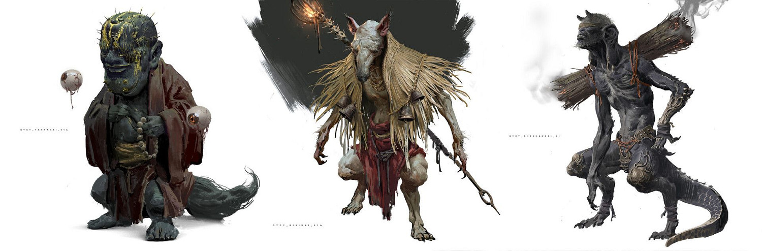 《黑神話》曝海量全新角色設定圖 四大天王、怪物等
