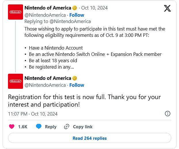 實力驚人!Switch Online測試新功能:一分鐘註冊滿員 實力驚人!Switch Online測試新功能:一分鐘註冊滿員