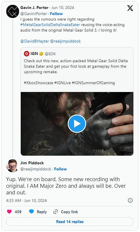 《潛龍諜影3：重製版》將包含一些回歸演員的全新配音