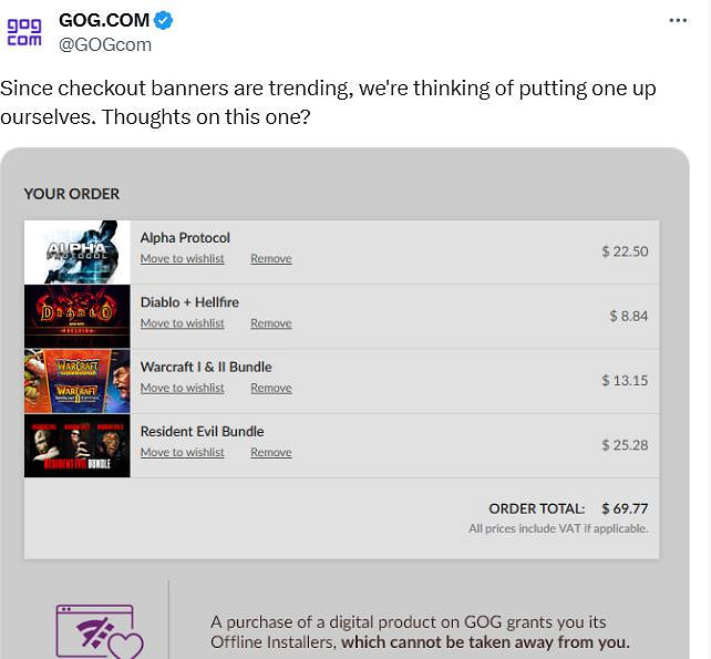 因Steam強調遊戲並非使用者所有 GOG發文暗諷競爭對手