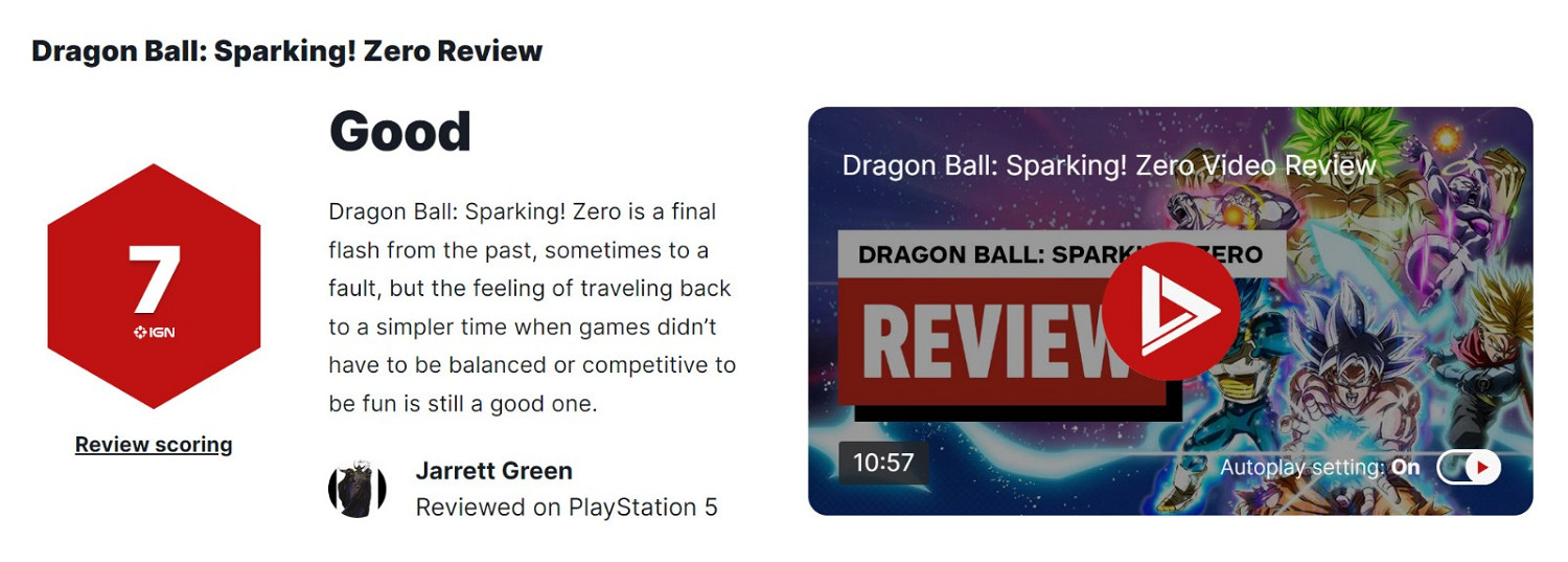 《七龍珠:電光炸裂!ZERO》IGN評分竟只有7分! 《七龍珠:電光炸裂!ZERO》IGN評分竟只有7分!