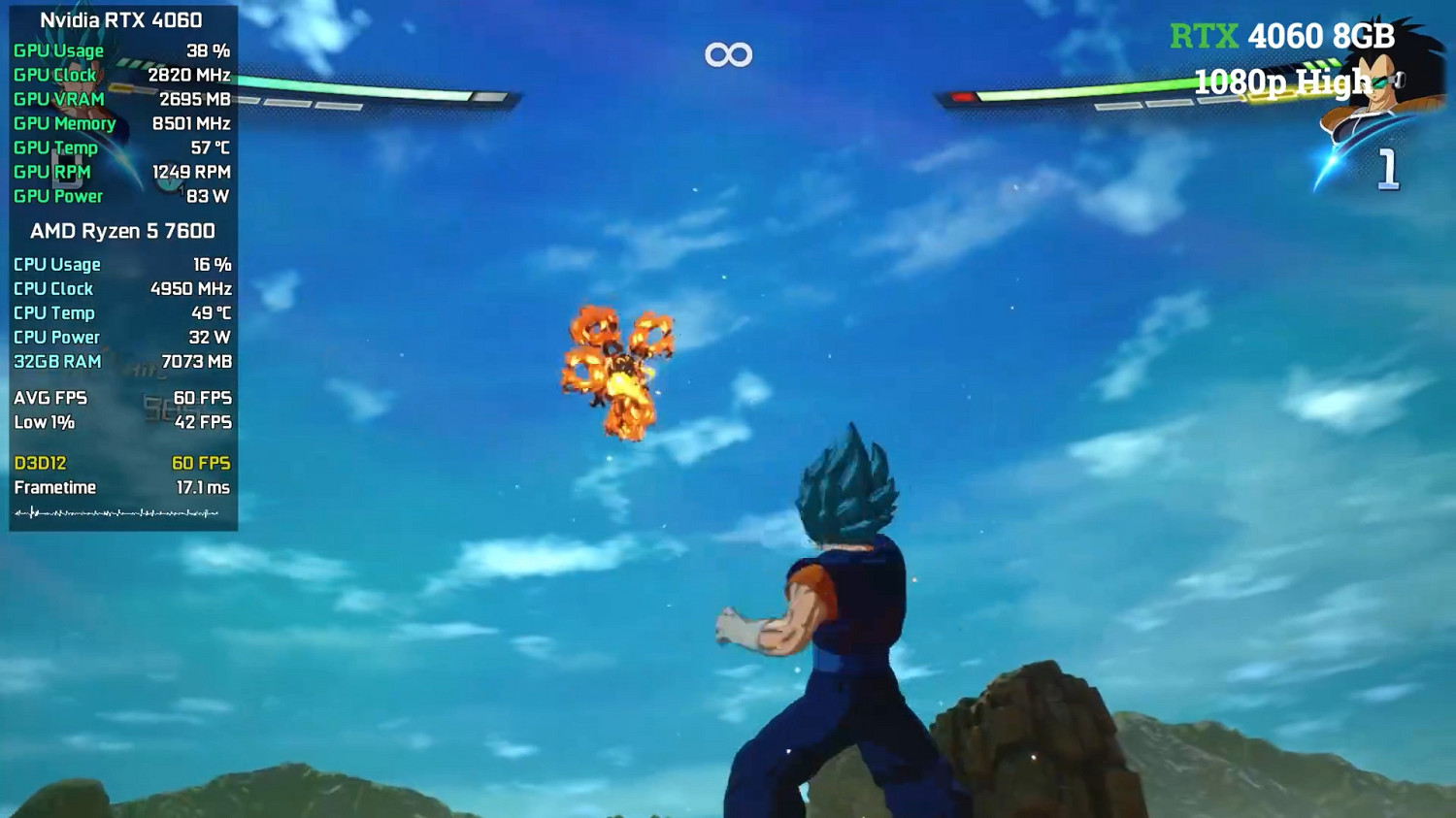 《七龍珠:電光炸裂》不同顯卡資料、畫面對比展示! 《七龍珠:電光炸裂》不同顯卡資料、畫面對比展示!