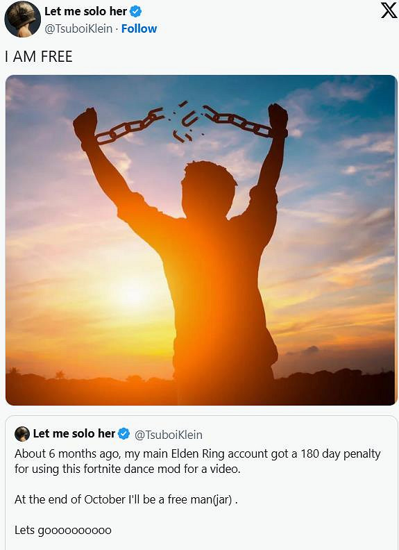 打MOD被封半年後！艾爾登法環玩家“壺頭哥”帳號終於解禁