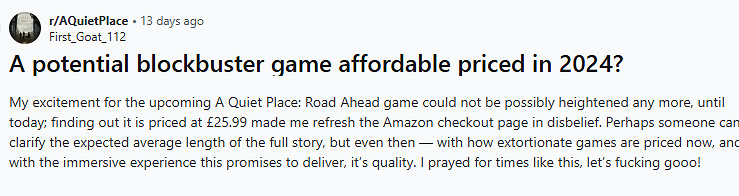 老外稱讚《寂靜之地》售價：高價遊戲環境中的清流！