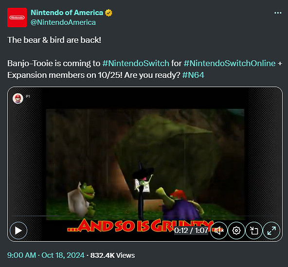 班卓熊系列第二部Banjo-Tooie10月25日登陸SwitchO資料片 班卓熊系列第二部Banjo-Tooie10月25日登陸SwitchO資料片
