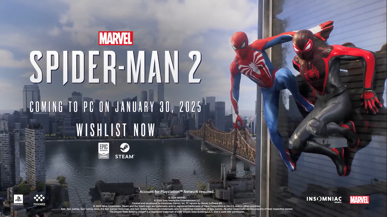 《漫威蜘蛛人2》PC版發售日公開！新更新即將上線