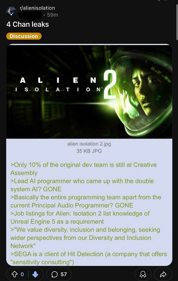 傳《異形:隔離》原開發團隊基本沒了 續作重視多元化 傳《異形:隔離》原開發團隊基本沒了 續作重視多元化