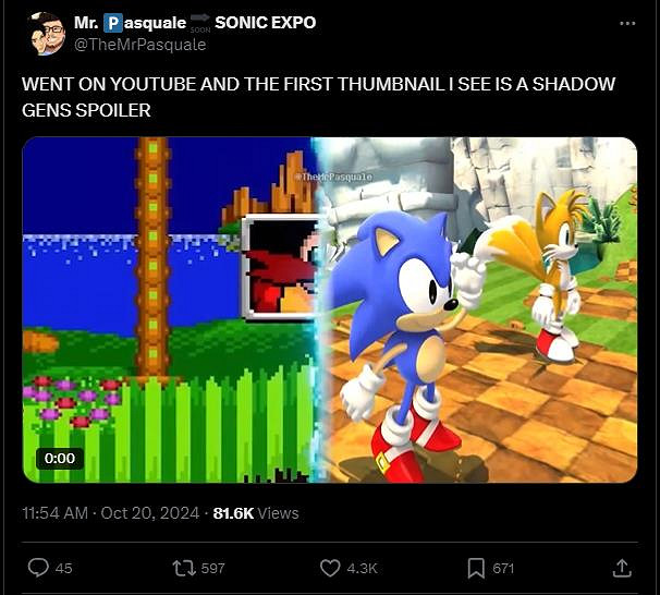 《索尼克×夏特 世代重啟》遭部分玩家提前泄露與劇透 《索尼克×夏特 世代重啟》遭部分玩家提前泄露與劇透