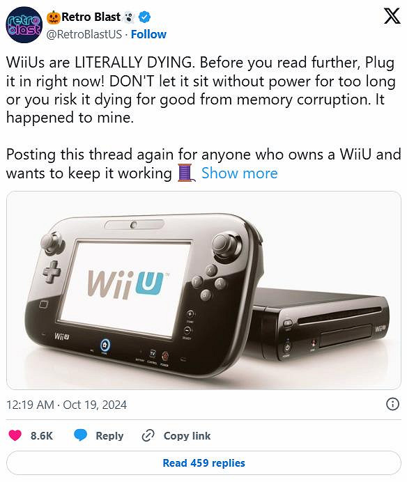 Wii U使用者警告：長時間不通電  遊戲機更容易出現故障