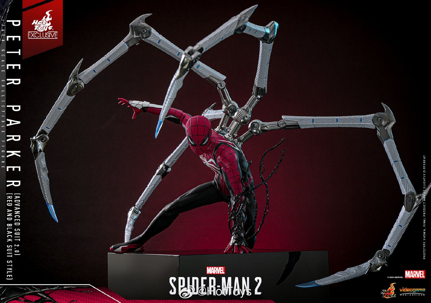《蜘蛛人2》彼得·帕克限量版人偶 黑紅高級戰衣帥炸