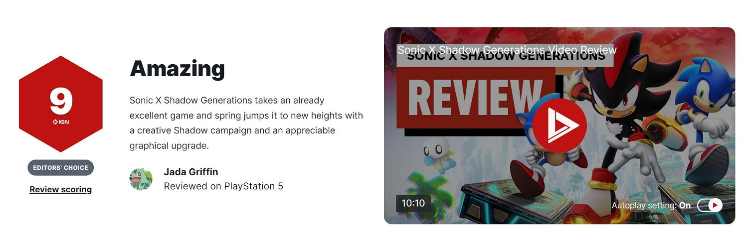 《索尼克X夏特:世代重啟》獲IGN 9分 不可多得的佳作 《索尼克X夏特:世代重啟》獲IGN 9分 不可多得的佳作