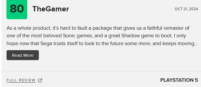 《索尼克X夏特》M站80分:索尼克系列最好的作品之一! 《索尼克X夏特》M站80分:索尼克系列最好的作品之一!