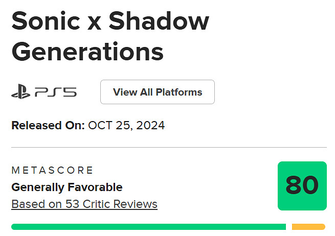 《索尼克X夏特》M站80分:索尼克系列最好的作品之一! 《索尼克X夏特》M站80分:索尼克系列最好的作品之一!
