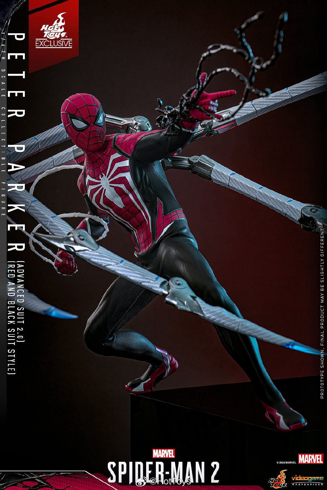 《蜘蛛人2》彼得·帕克限量版人偶 黑紅高級戰衣帥炸