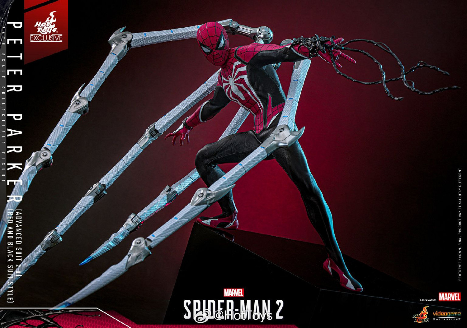 《蜘蛛人2》彼得·帕克限量版人偶 黑紅高級戰衣帥炸