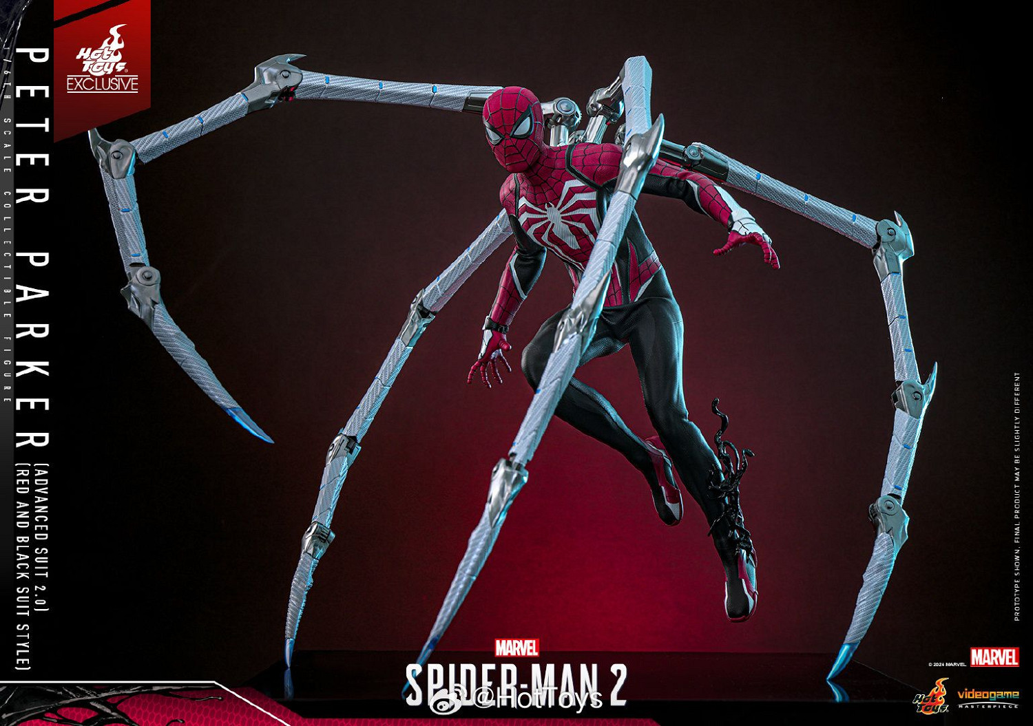 《蜘蛛人2》彼得·帕克限量版人偶 黑紅高級戰衣帥炸
